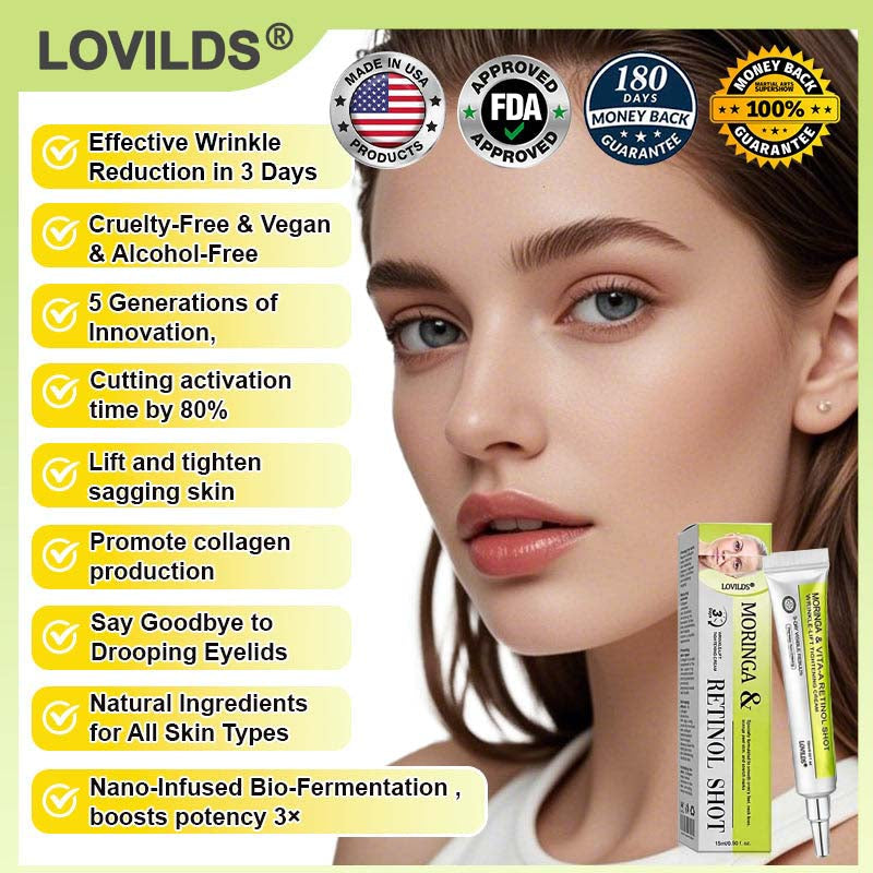 [🔥Last Day 50% OFF] LOVILDS™ Moringa & Retinol Shot - Eraser for Deep Wrinkles, Sagging Jowls & Puffy Eyes