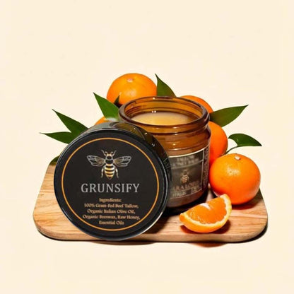 Grunsify™ tallow cream – relieves dark spots, acne scars, dryness, and has anti-aging effects.