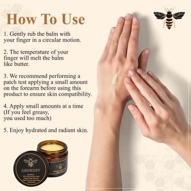Grunsify™ tallow cream – relieves dark spots, acne scars, dryness, and has anti-aging effects.