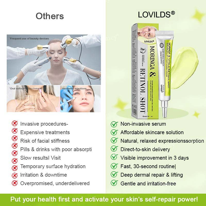 [🔥Last Day 50% OFF] LOVILDS™ Moringa & Retinol Shot - Eraser for Deep Wrinkles, Sagging Jowls & Puffy Eyes