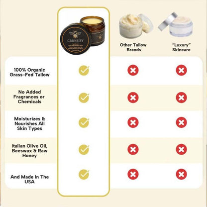 Grunsify™ tallow cream – relieves dark spots, acne scars, dryness, and has anti-aging effects.